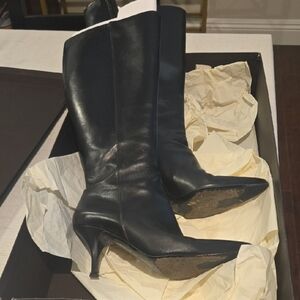 Cole Haan Midnight Black Leather Heeled Boots